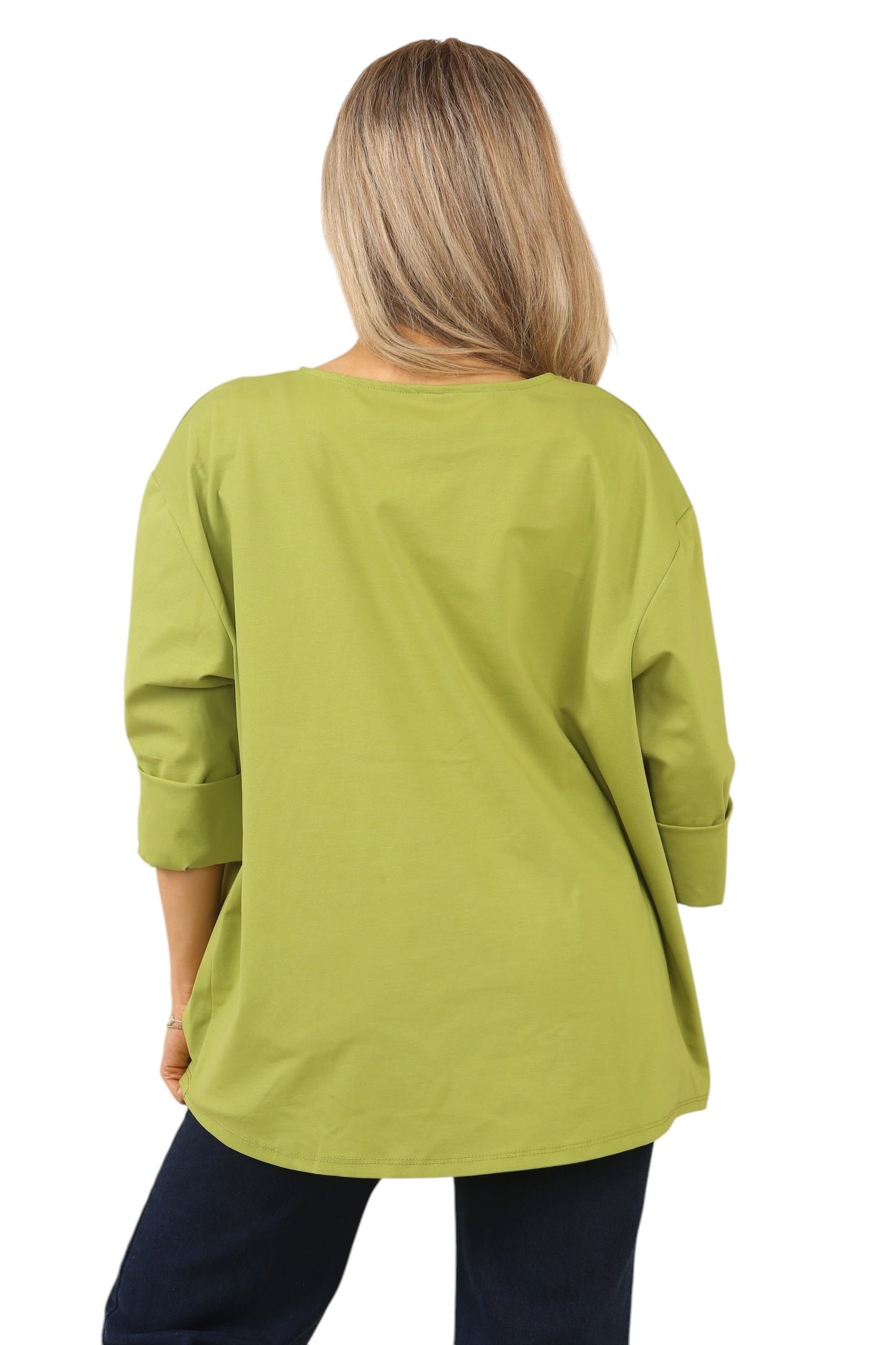 Plus Size Solid Color Round Neck Zip-Up Casual Versatile Long Sleeve T-Shirt