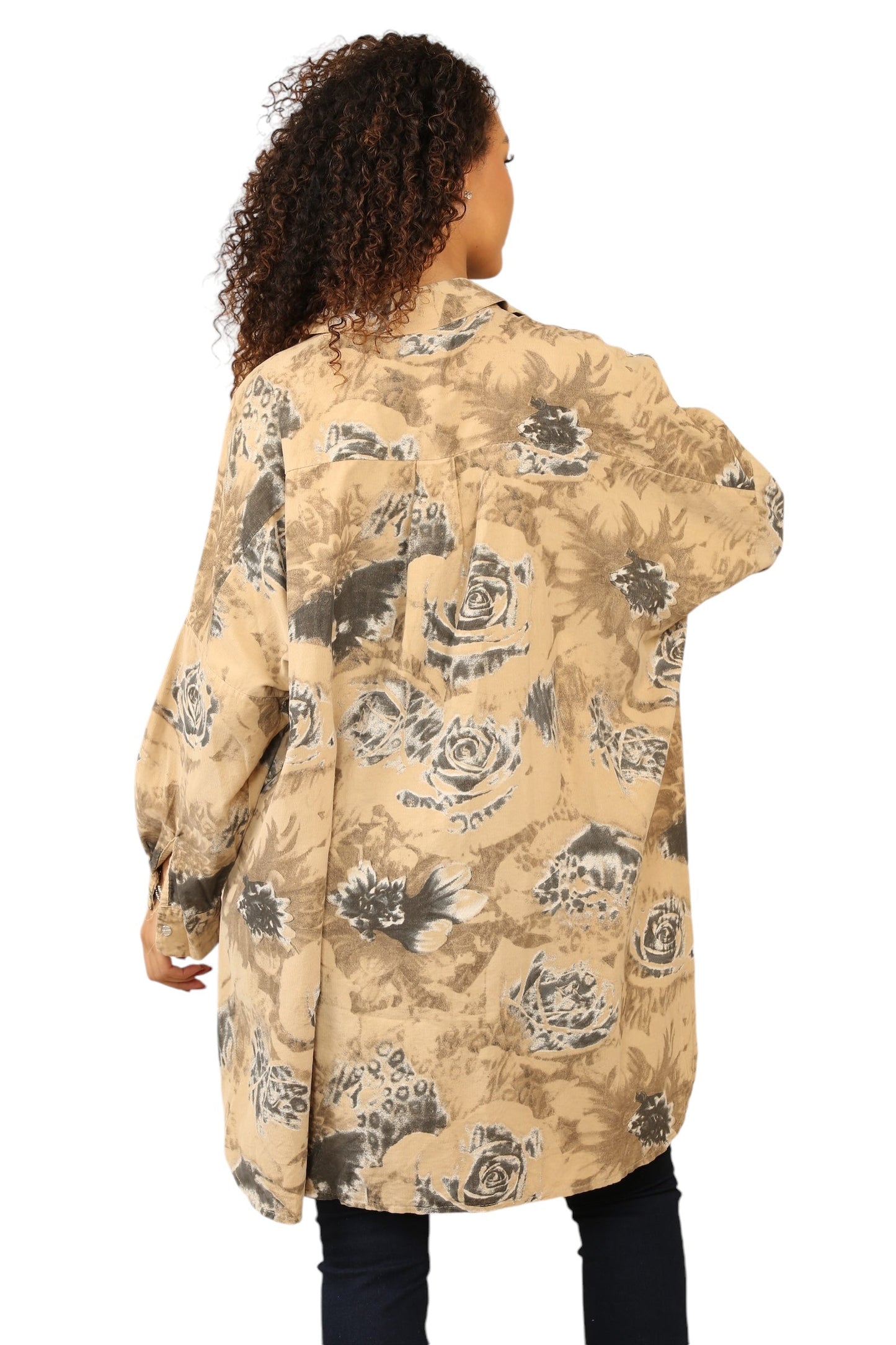 High Low Needle cord over size Button Shirt