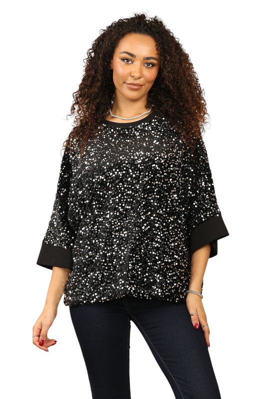 Black Sequin top