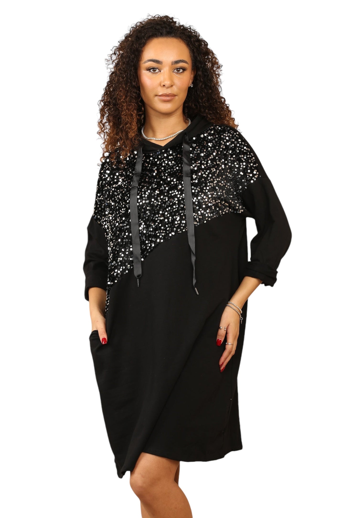 Black Top with Sequin Appliqué