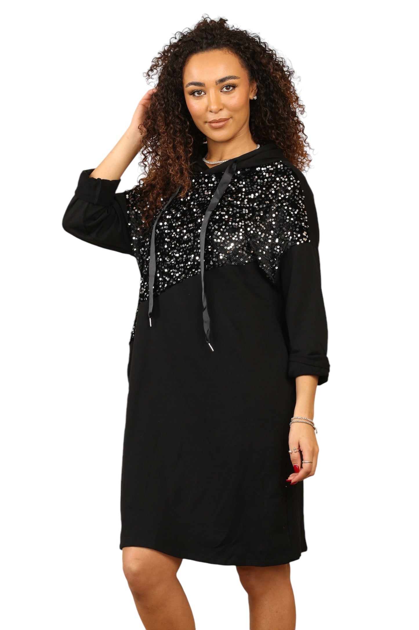 Black Top with Sequin Appliqué