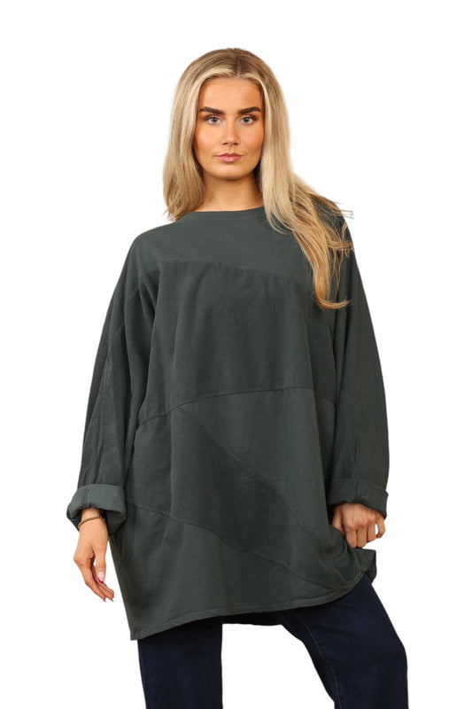 Plain needle cord tunic top