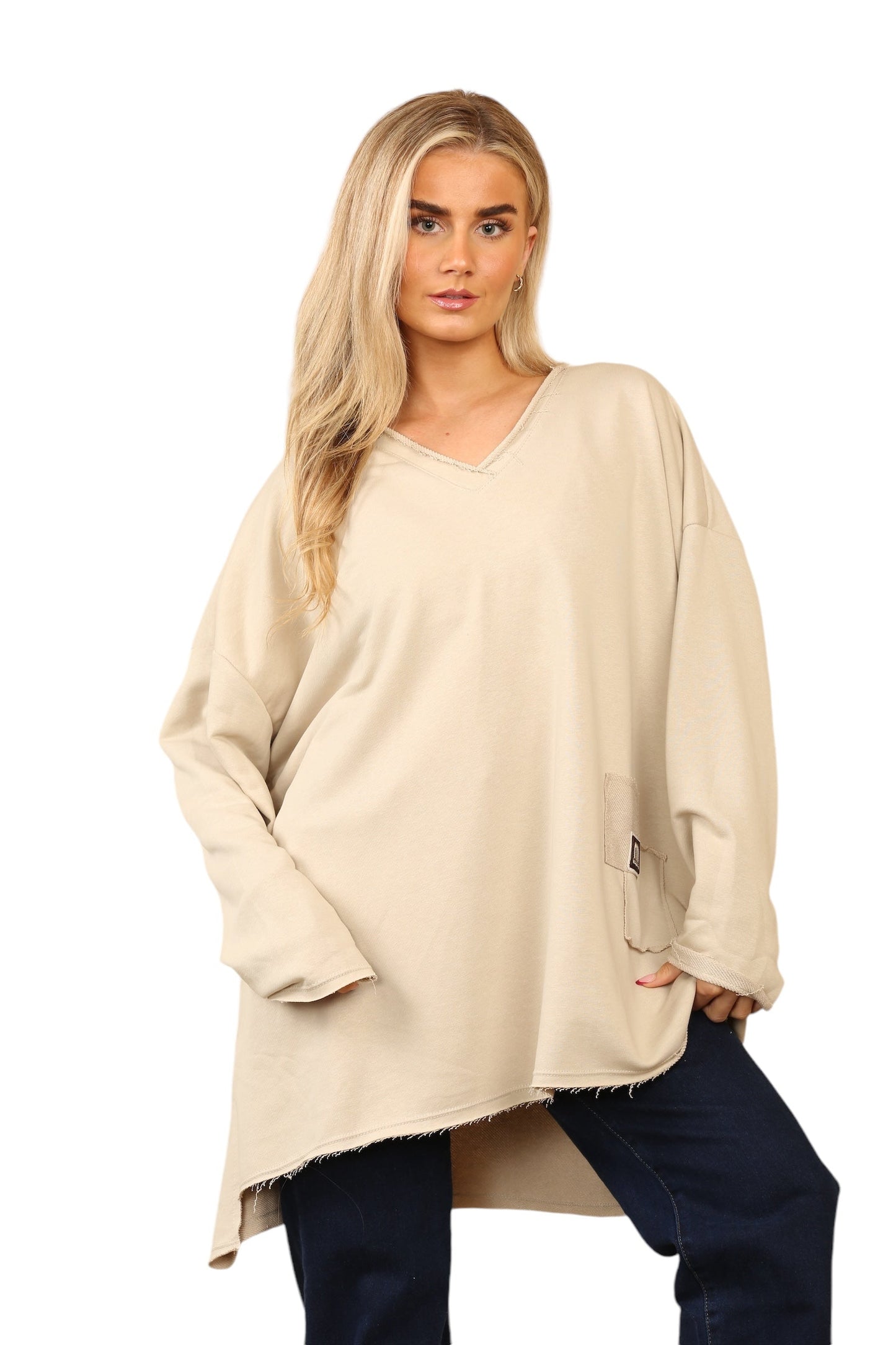V Neck oversize jersey Top
