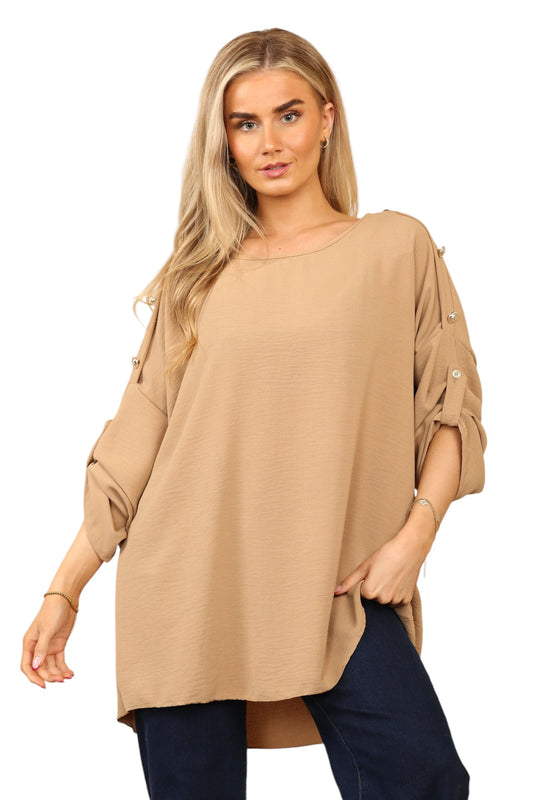 Round neck viscous with brass shoulder design