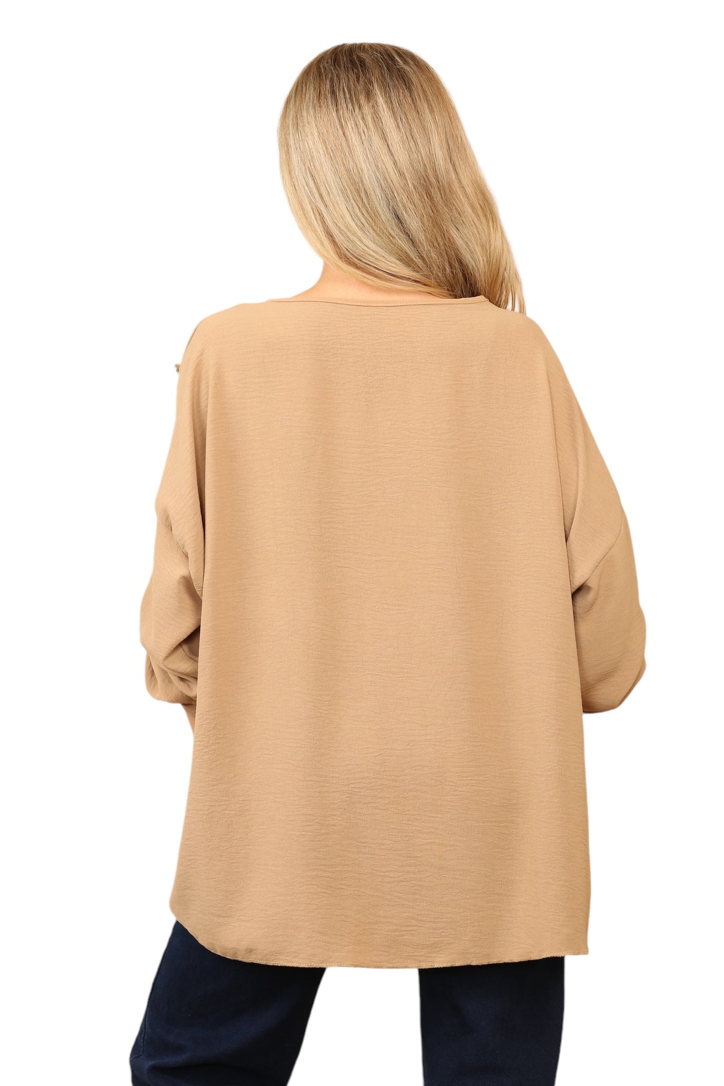 Round neck viscous with brass shoulder design