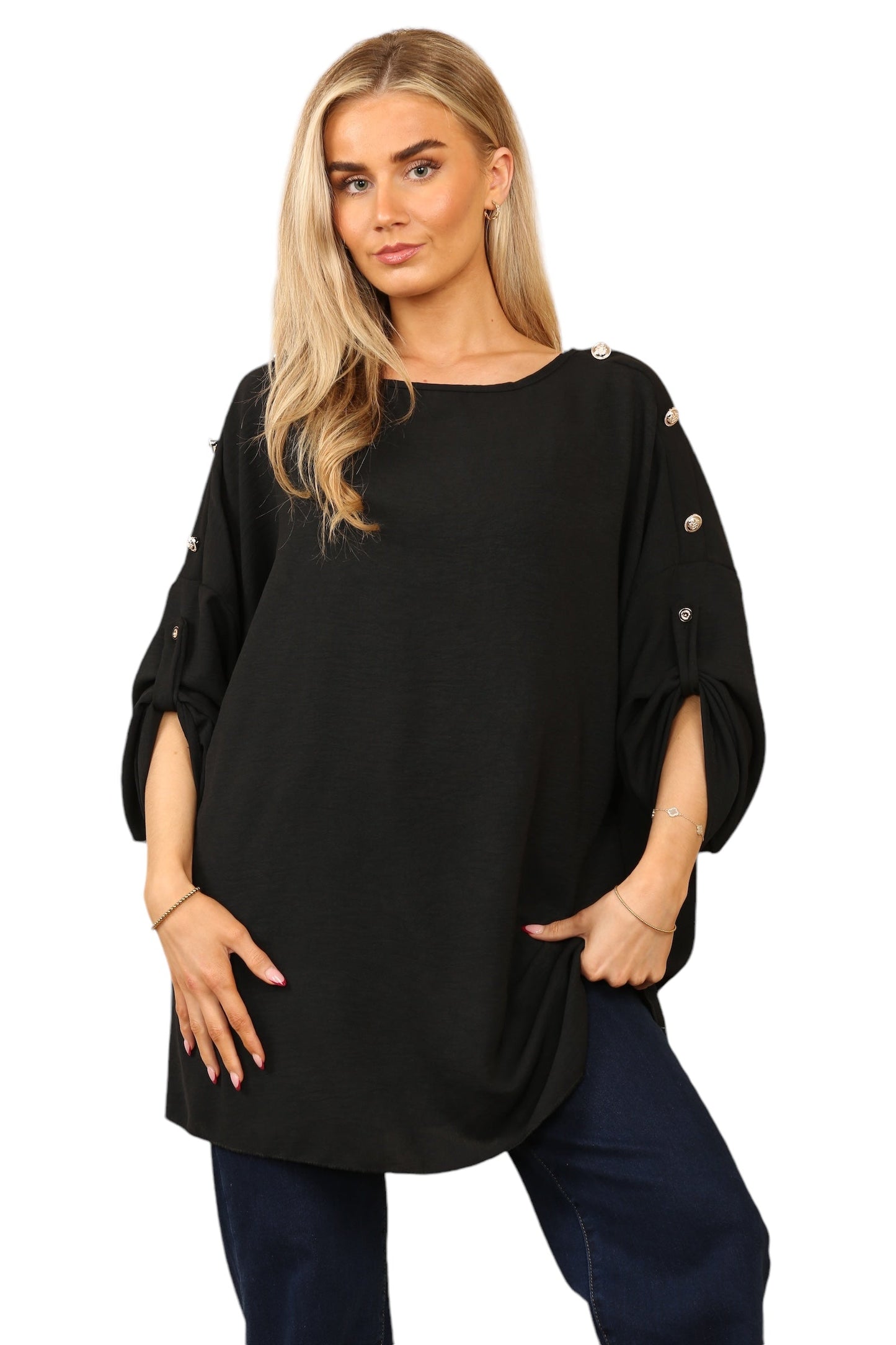 Round neck viscous with brass shoulder design