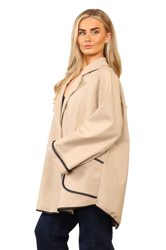 Short waisted knitted sleeve jacket
