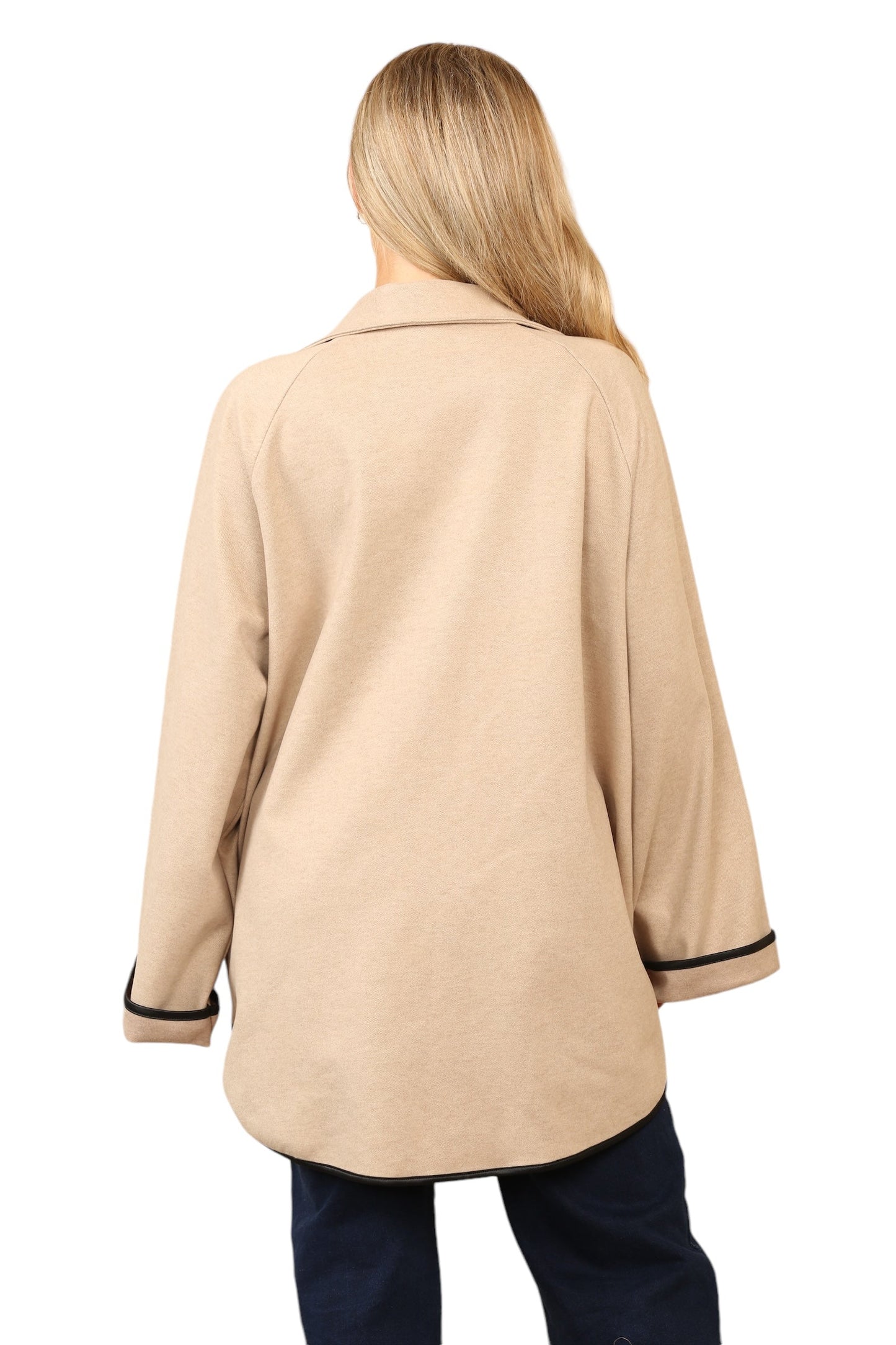 Short waisted knitted sleeve jacket
