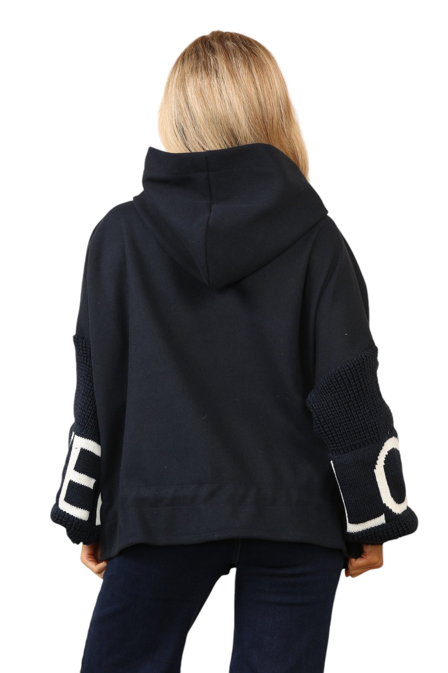 Short waisted knitted sleeve jacket