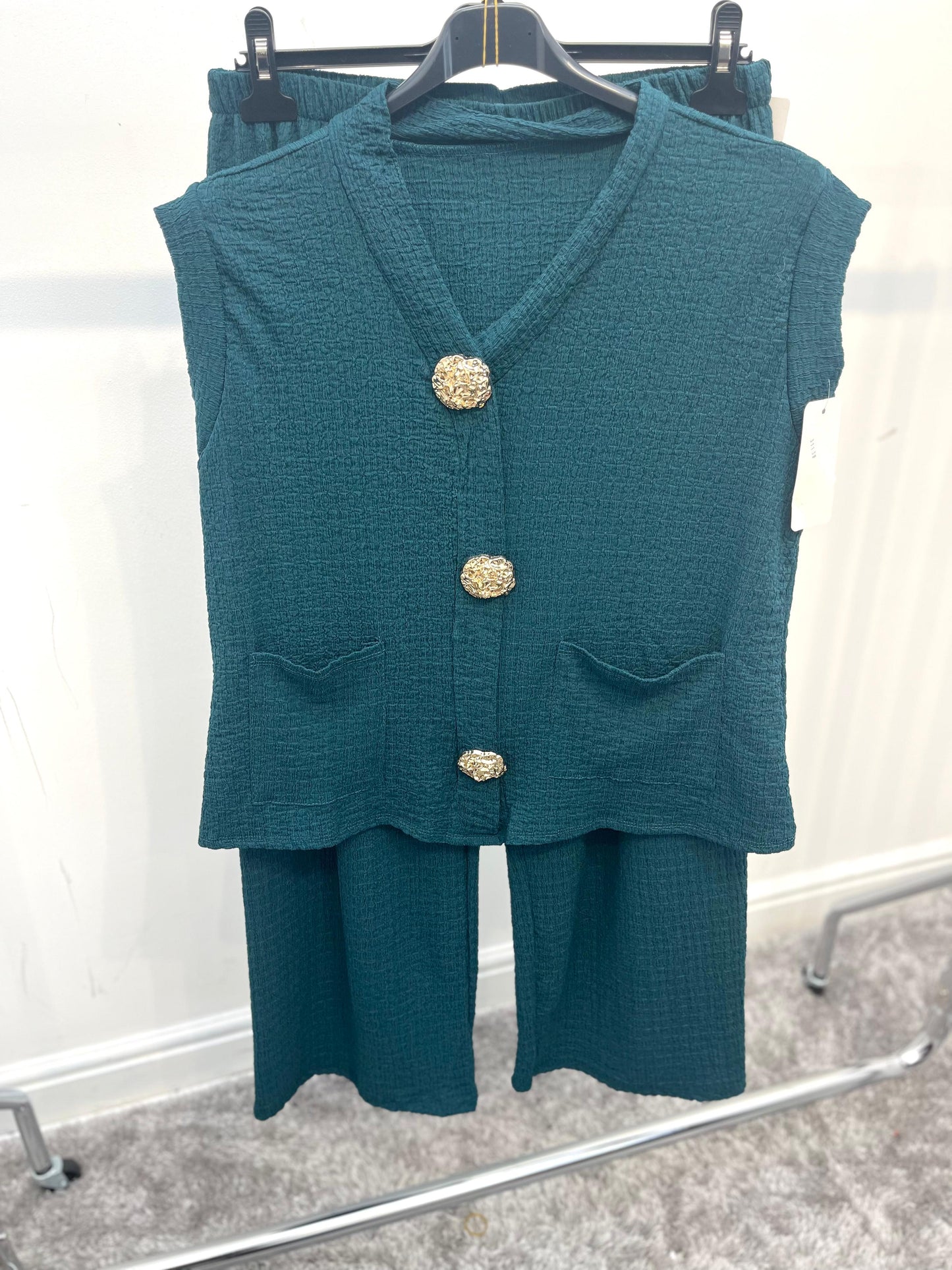 Gold Button Waistcoat and Trousers Co-Ord Set